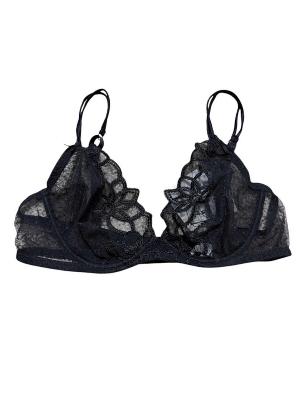 LA PERLA STUDIO NWT Black Sheer Floral Lace Underwire Bra 34C